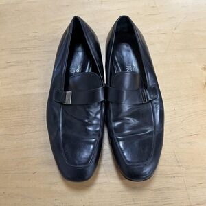 Salvatore Ferragamo Shoes Mens Size 13 Black Leather Dress Loafers EE Italy